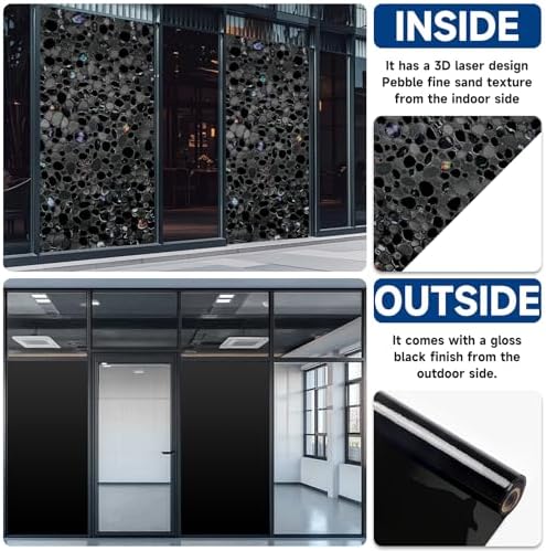 Blackout Window Film, 100% Sun Light Blocking Removable Privacy Window Cover, Stained Glass Windows Tint for Home, Static Cling Darkening Windows Stickers, Pebble-Black (35.4" x 78.7") - Image 7