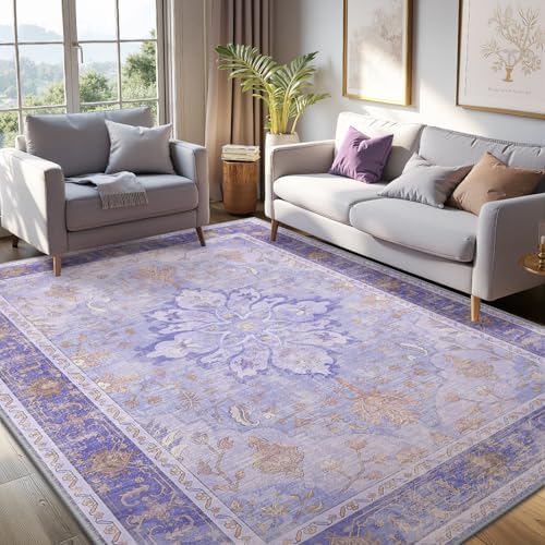 RELEANY Washable Area Rug, 5'x7', Purple - Image 3
