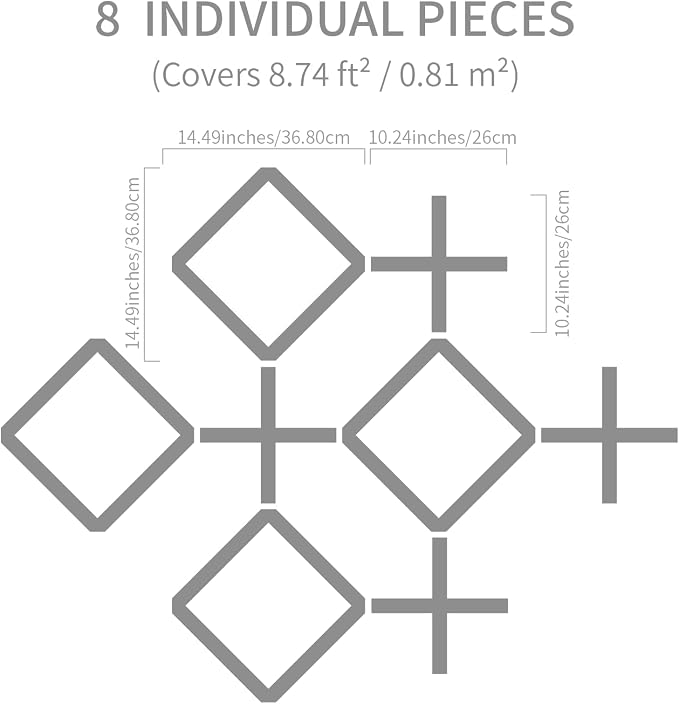 8PCS PVC Modular Decorative Fretwork Wall Panels for Living Room Lobby Bedroom, Cross Grid-Oak Faux Oak Wood Texture - Image 6