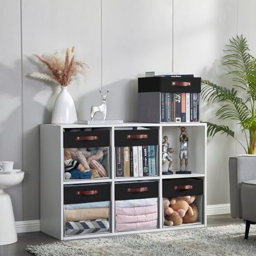 Bagnizer Storage Cubes, 4 Pack Linen Foldable Storage Bins (13 x 13 inch) with Clear Window and Handles, Fabric Organizer for Shelf Closet, Clothes, Books - (Gray and Black) - Image 5