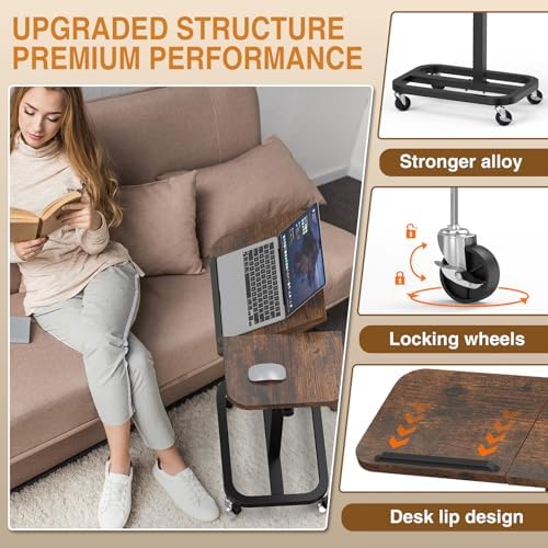 Portable Rolling Over Bed Laptop Desk, Adjustable Height and Tilt for Home - Image 4