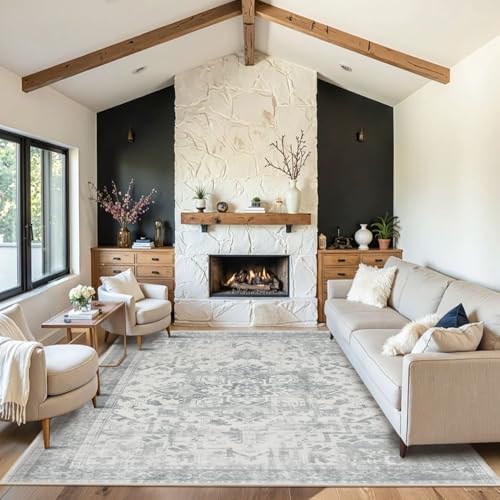 Rugxara 5X7 Washable Area Rug for Living Room, Light Grey - Image 4
