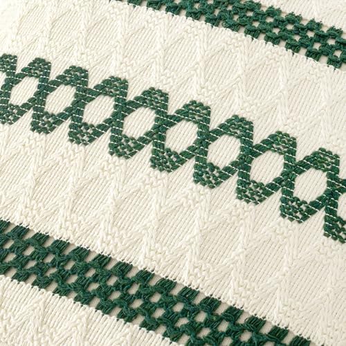 MIULEE Set of 2 Dark Green Boho Christmas Decorative Pillow Covers 20x20 Inch - Image 4