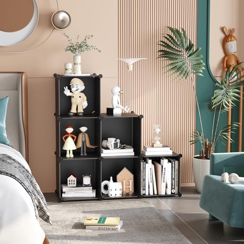 C&AHOME 6-Cube Storage Organizer Cube Shelf Closet Storage Bookcase, Black - Image 2