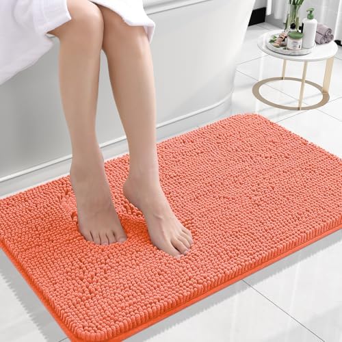 OLANLY Small Bathroom Rugs 24x16, Extra Soft Absorbent Chenille Bath Rugs by OLANLY
