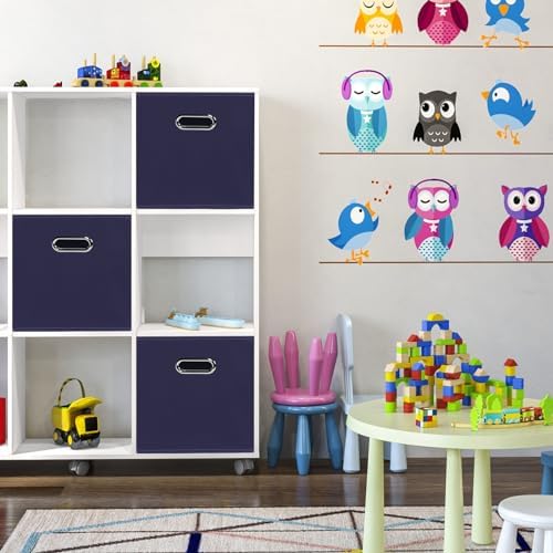 Black Foldable Storage Cubes Bins, Fabric Storage Box Cubes Organizer Baskets with Dual Handles for Home Organizer,Set of 6,(Navy Blue) - Image 5