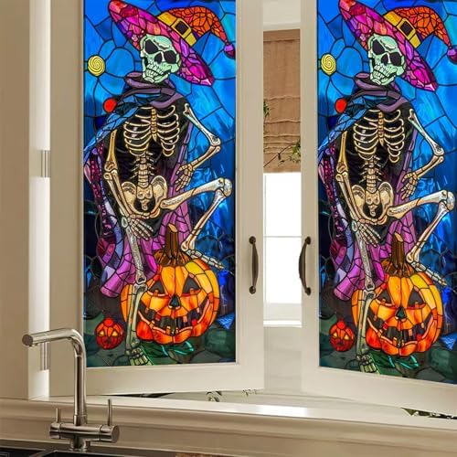 HOMETITUTE Halloween Skull Pumpkin Privacy Window Cling 17.7x39.3 PVC - Image 6