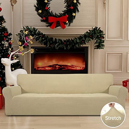 Easy-Going Stretch 4 Seater Oversized Sofa Couch Cover Beige - Image 2