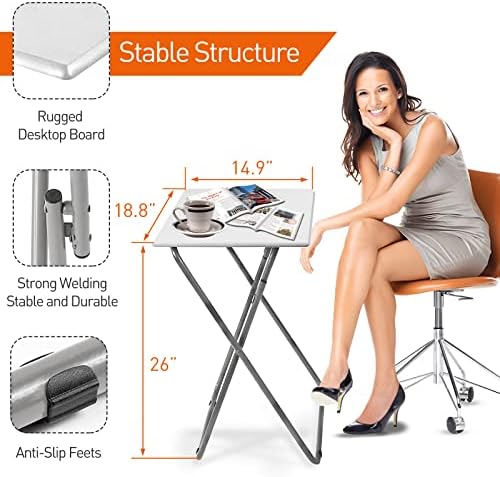 Garden 4 you Portable Folding TV Tray Table TV Dinner Tray with Sturdy MDF,No Assembly Required, 25In(White,1PC) - Image 3