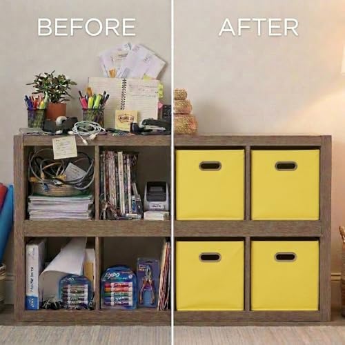 Household Essentials 6 ct Open Fabric Cube Storage Bins, Golden Yellow - Image 4