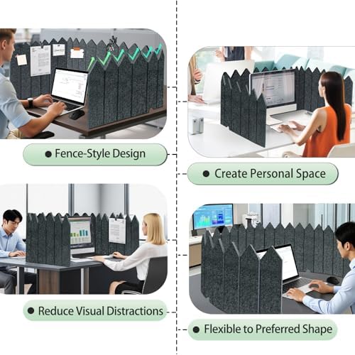 BXI Foldable Felt Desk Divider, 16.5 x 86 Inches Non-Tip Privacy Panel Partition, Versatile Cubicle Shield with Clips for Hanging Notes & Items, Acoustic Table Screen for Office Home Classroom - Image 3