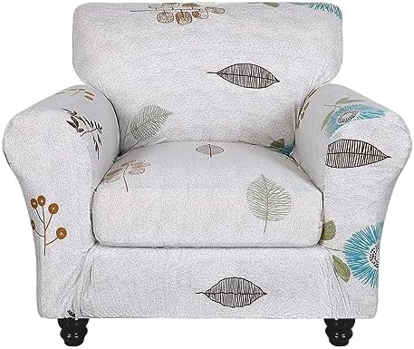 SearchI Stretch Sofa Cover Printed Couch Covers, Floral Pattern 2 Piece Armchair Slipcover with Separate Chair Cushion Cover, Washable Furniture Protector for Living Room(Armchair, Autumn Leaves) by SearchI