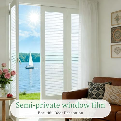Qualsen Window Privacy Film Frosted Stripe Window Film, 47.2'' x 78.7'' - Image 6