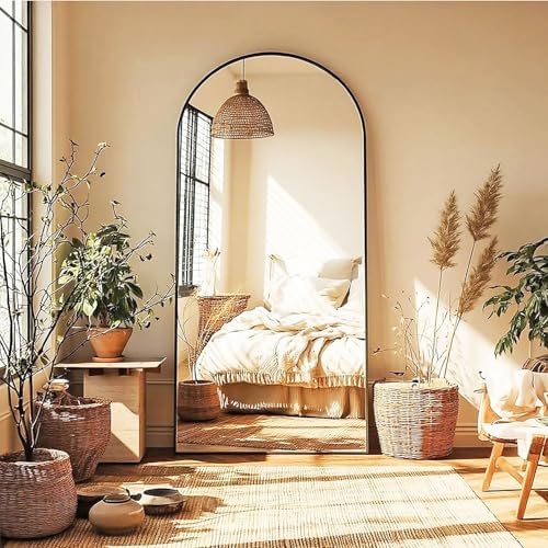 KOMCOTE 71x28 Inch Arched Floor Mirror - Full Length Black Standing Mirror for Bedroom, Living Room, Dressing - Tall Leaner Mirror with Arch Design, Wall or Free-Standing Decor - Image 4