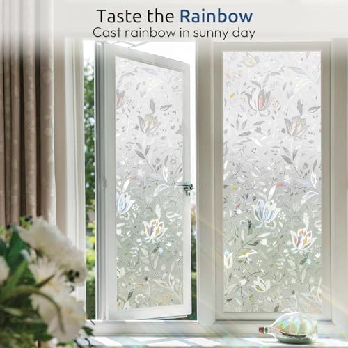 rabbitgoo Window Privacy Film, Stained Glass Cling, Tulip 23.6" x 78.7" - Image 5