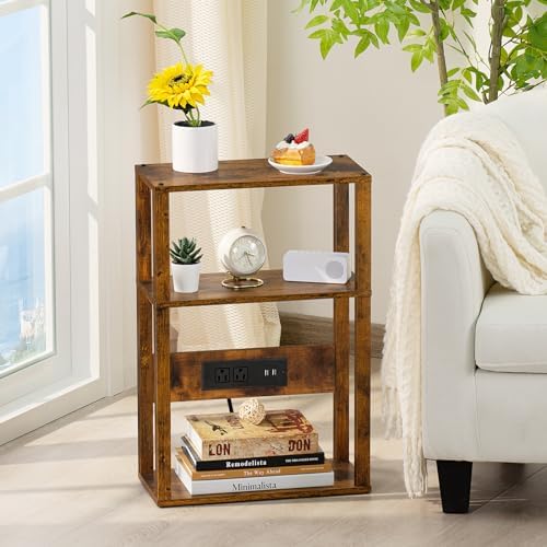 YUFAM 3-Tier Narrow Bedside Table Set 2 for Small Spaces, Skinny Nightstand - Image 7