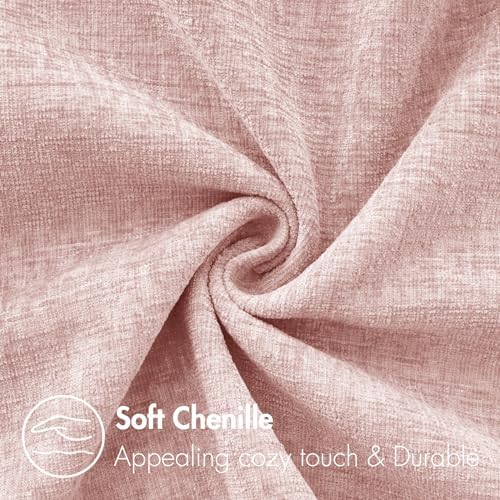 MIULEE Soft Chenille Throw Pillow Covers Pink 20x20 Inch Pack of 2 - Image 2