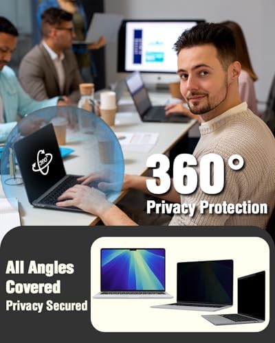 F FORITO 14 inch 16:10 Magnetic Laptop Privacy Screen, 360° Anti Peeping Removable Anti Glare Blue Light Filter Compatible with All 14” 16:10 Laptops Portable Monitors - Image 4