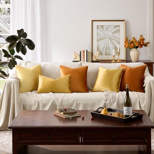 GIGIZAZA Golden Velvet Pillow Covers 12x20 Decorative Pillows Pack of 2 - Image 7
