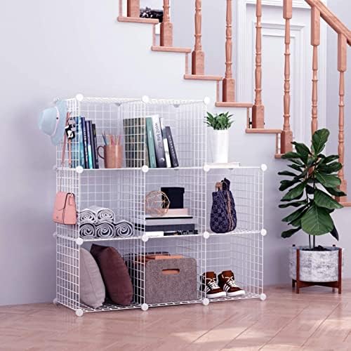 C&AHOME Wire Cube Storage, 8-Cube Organizer Metal C Grids Storage, White - Image 4