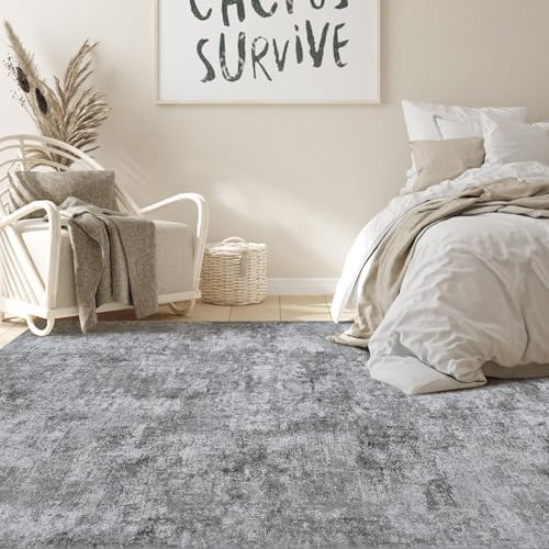 Nakagishi 10x14 Area Rugs Living Room: Washable Abstract Large Neutral Soft Rug Stain Resistant Modern Indoor Floor Non-Slip Carpet for Bedroom Nursery Kids Playroom Office Dining Room Dorm- Grey - Image 5