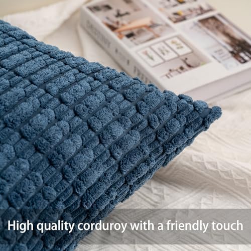 Aegero Corduroy Decorative Throw Pillow Covers 14x36 Inch Soft Striped Pillow Covers Modern Farmhouse Home Decor for Sofa Living Room Couch Bed（Teal） - Image 2