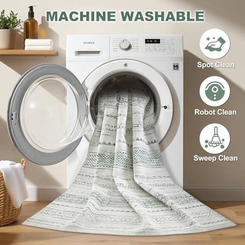 Nakagishi Boho 5x7 Area Rug Living Room Rugs Machine Washable Green - Image 2