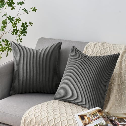 Topfinel Decorative Dark Grey Throw Pillow Covers Cushion Cases, Set of 4 Soft Velvet Modern Double-Sided Designs, Mix and Match for Home Decor, Pillow Inserts Not Included (16x16 inch) - Image 3