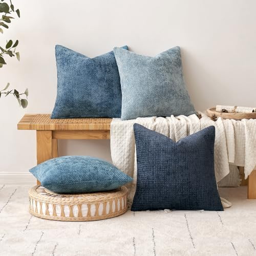 MIULEE Decorative Couch Throw Pillow Covers 18x18 Inch Coastal Blue 2 Pack - Image 4