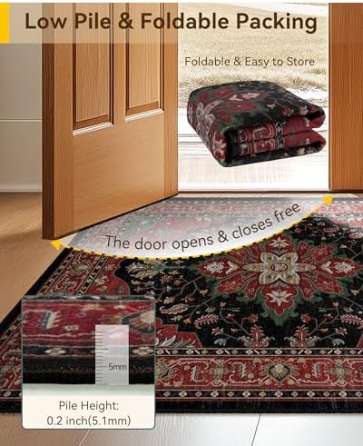 RELEANY Washable Area Rug, Runner 2'x6', Red/Black - Image 5