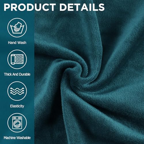 Peryiter 3 Pcs Couch and Loveseat Sofa Covers,Deep Teal,Velvet - Image 5