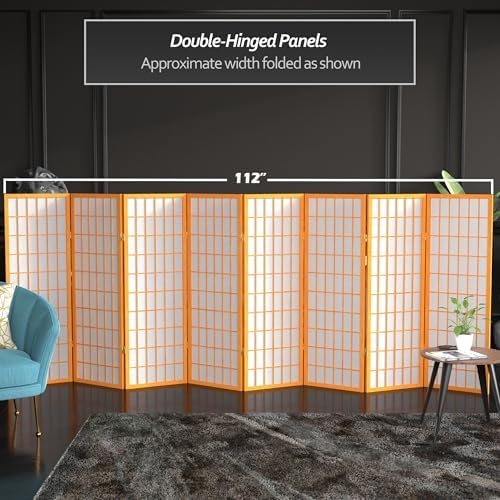 Red Lantern 4 ft. Short Window Pane Shoji Screen - Honey - 8 Panels - Image 5