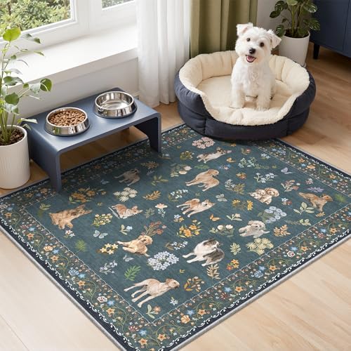 Soalmost 2x3 Dog Rugs for Entryway, Washable Door Mat Soft Rug Navy Blue - Image 2