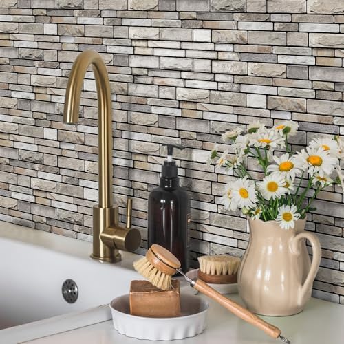 3D Textured Peel and Stick Backsplash,20-Piece PVC Tiles,Granite | Waterproof & Durable, Perfect Decor for Kitchen, Bathroom and Home Wall Renovation - Image 5