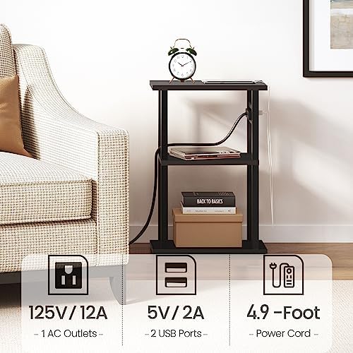 TUTOTAK Small Narrow Side Table with Charging Station, Skinny End Table - Image 6