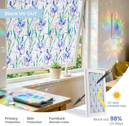 ADD.HERES Rainbow Window Privacy Film, Stained Glass Cling, 17.5" x 78.7" - Image 3