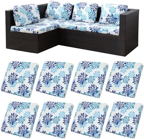 8 Pcs Outdoor Cushion Covers, Patio Sofa Cushion Covers Replacement by BIETYONE