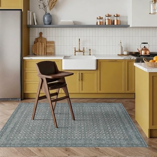 Rugxara 3x5 Entryway Rug,Blue Vintage Boho Bedroom Area Rug - Image 4