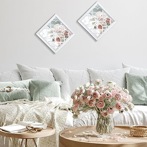 Tatuo 4 Pcs Mirrors Square Wall Mirror, Gorgeous Rustic Farmhouse Accent Mirror, Rustic for Bathroom Renovation Bedrooms Living Rooms, 12 x 12 Inch(Pure White) - Image 6
