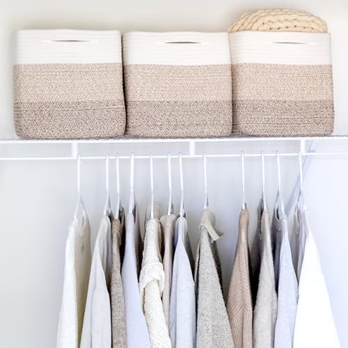 NaturalCozy Storage Cubes 11 Inch Cotton Rope Woven Baskets for Organizing, 3-Pack | Cube Storage Bin | Square Storage Baskets for Shelves Organizer, Classroom, Kids Toy Bins, Closet, Baby Nursery - Image 5
