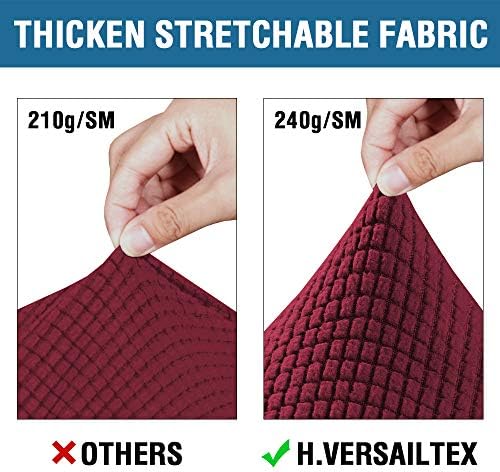 H.VERSAILTEX 3 Piece Stretch Sofa Covers for 2 Cushion Loveseat Couch Covers for Living Room Furniture Cover (Base Cover Plus 2 Seat Cushion Covers) Thicker Jacquard Fabric(Medium Sofa, Burgundy) - Image 3