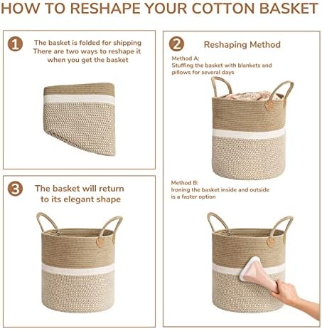 CHICVITA Large Wicker Storage Basket with Leather Handles, 16" x 16", White - Image 7