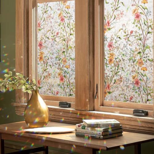 Kromapolis Window Privacy Film Floral Decorative Stickers, 11.8" x 78.7" by Kromapolis