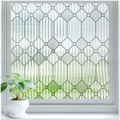 Sunbaby Reeded Glass Window Privacy Film, Frosted Static Cling,23.6"x78.7" by SUNBABY
