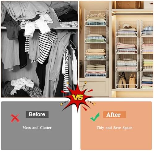 5-Tier Stackable Closet Storage Shelves, Closet Organizers and Storage Basket, Foldable & Stackable Closet Organizers for Closet System, Space-Saving Closet Shelf for Home ,White(Patent No. 30022416) - Image 6