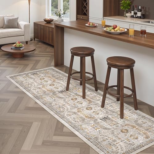 Madane Washable Runner Rug 2x6 Runners for Hallways Non Slip, Brown/Gold - Image 3