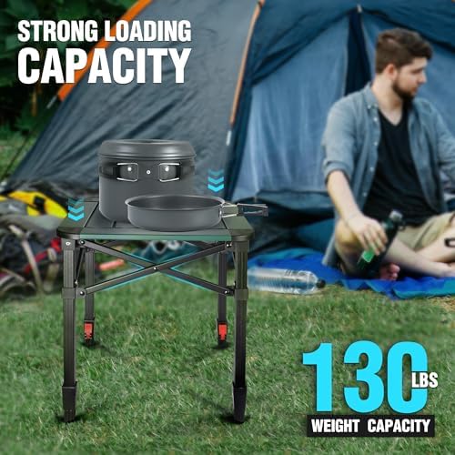 VILLEY Folding Camping Square Table, Portable Aluminum Table, Small - Image 5