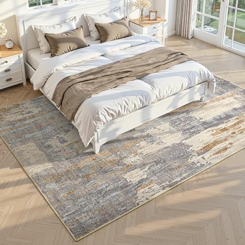 Toneed Washable 5x7 Camel Area Rug with Non-Slip Backing for Living Room - Image 2