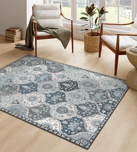Lahome Moroccan Washable Living Room Rug, 5x8 Rugs for Bedroom Dining Room by Lahome