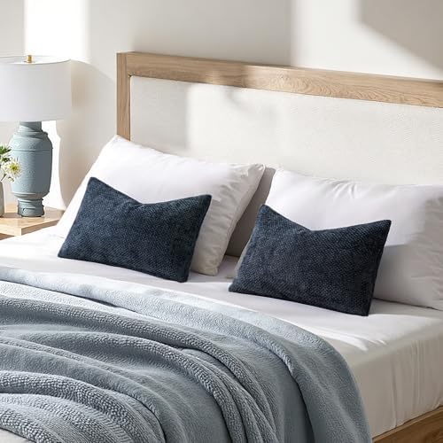 MIULEE Decorative Lumbar Throw Pillow Covers 12x20 Coastal Navy Blue 2 Pack - Image 3